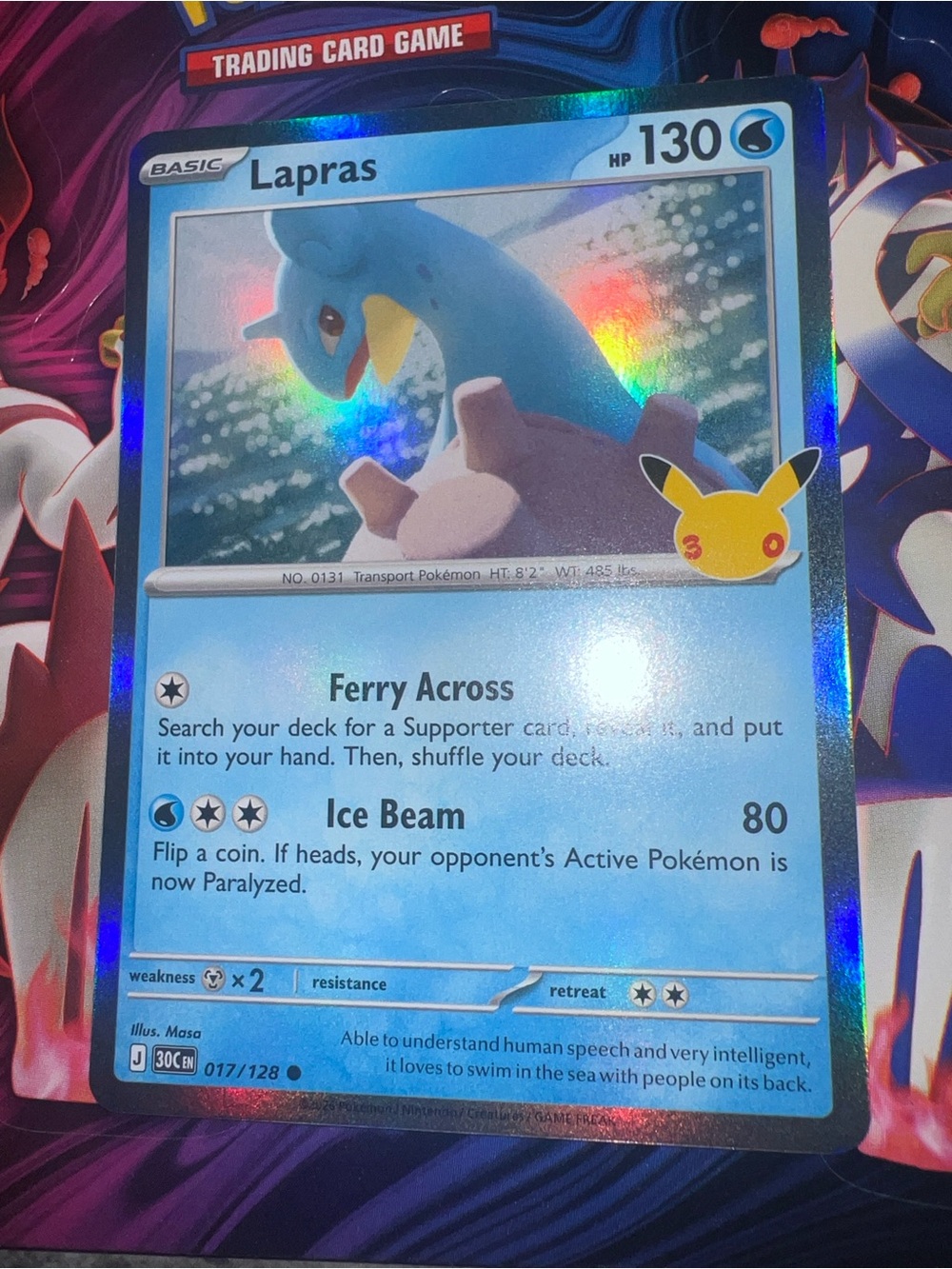Pokemon Lapras Holographic Blue Collector Card